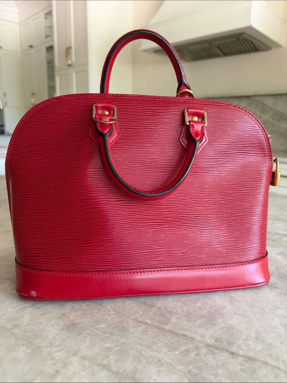 Louis Vuitton Red Epi Leather Alma Top-Handle Bag